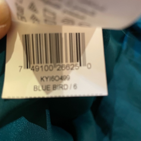 Strapless satiny blue/teal formal dress with pockets - never worn. - Picture 2 of 5